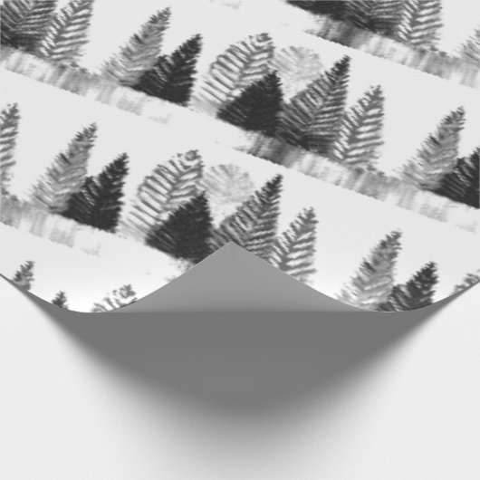 Zwart & Wit Modern dennenbos Cadeaupapier (Hoek)