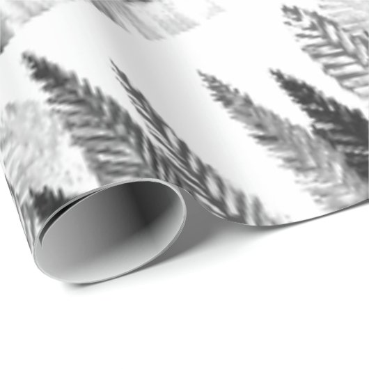 Zwart & Wit Modern dennenbos Cadeaupapier (Rol Hoek)