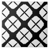 Zwart-wit modern diamantpatroon tegeltje (Voorkant)