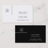 Zwart wit, modern, dubbelzijdig Logo Visitekaartje (Voorkant / Achterkant)