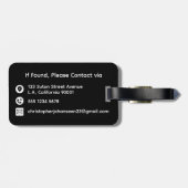 Zwart-wit Modern Eenvoudig Basic Monogrammed Bagagelabel (Achterkant horizontaal)