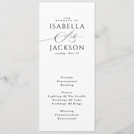 Zwart & Wit Modern eenvoudig Chic Elegant Huwelijk Programmakaart