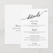 Zwart wit, modern, eenvoudig en minimaal huwelijk informatiekaartje (Voorkant / Achterkant)