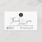 Zwart wit modern, eenvoudig logo bedankt visitekaartje (Voorkant)