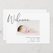 zwart-wit modern, eenvoudig minimalistisch welkom aankondiging (Voorkant / Achterkant)