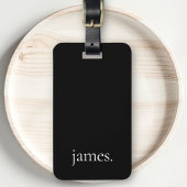 Zwart-wit Modern Eenvoudig Monogram Naam Bagagelabel