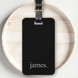 Zwart-wit Modern Eenvoudig Monogram Naam Bagagelabel