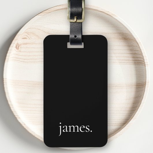 Zwart-wit Modern Eenvoudig Monogram Naam Bagagelabel