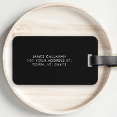 Zwart-wit Modern Eenvoudig Monogram Naam Bagagelabel