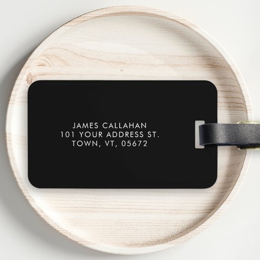 Zwart-wit Modern Eenvoudig Monogram Naam Bagagelabel