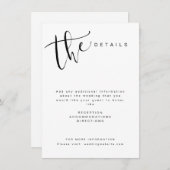 Zwart Wit Modern Eenvoudig Script Bruiloft details Informatiekaartje (Voorkant / Achterkant)