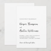 Zwart Wit Modern Eenvoudig Script Trouwen Kaart (Voorkant / Achterkant)
