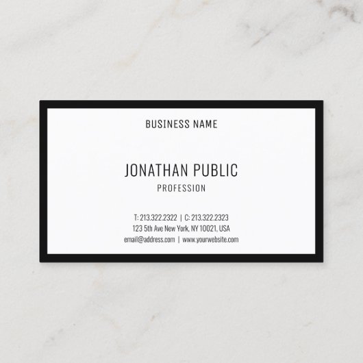 Zwart-wit, modern, eenvoudig Sjabloon Visitekaartje (Achterkant)