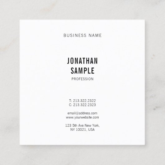 Zwart-wit, modern, eenvoudig tinwerend laagje vierkante visitekaartje (Achterkant)