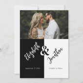 Zwart Wit Modern Eenvoudig Uniek Leuk Fotohuwelijk Save The Date (Voorkant)