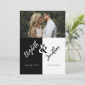 Zwart Wit Modern Eenvoudig Uniek Leuk Fotohuwelijk Save The Date (Staand voorkant)