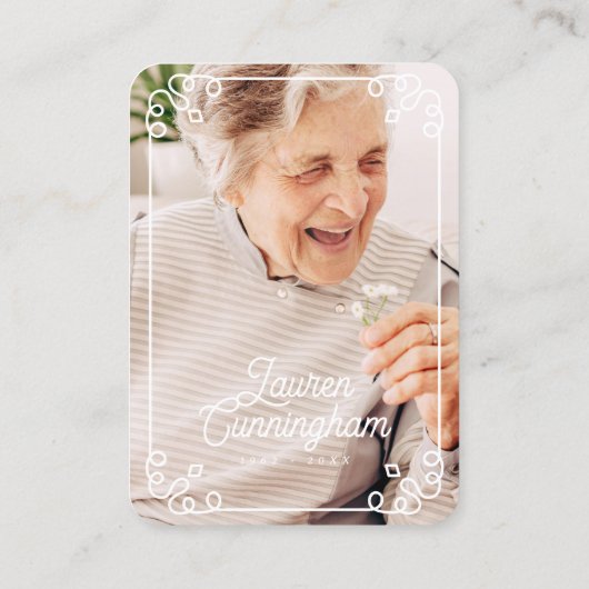 Zwart-wit Modern Eenvoudige Begrafenis Dank U Visitekaartje (Achterkant)