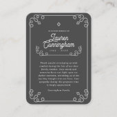 Zwart-wit Modern Eenvoudige Begrafenis Dank U Visitekaartje (Voorkant)