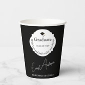 Zwart-wit Modern Elegant Afstuderen Afstuderen Papieren Bekers (Achterkant)