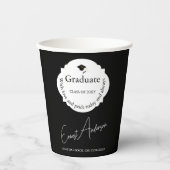 Zwart-wit Modern Elegant Afstuderen Afstuderen Papieren Bekers (Voorkant)
