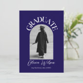 Zwart-wit Modern Elegant Afstuderen Foto Kaart (Staand voorkant)