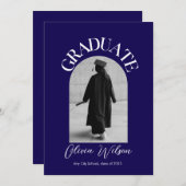 Zwart-wit Modern Elegant Afstuderen Foto Kaart (Voorkant / Achterkant)