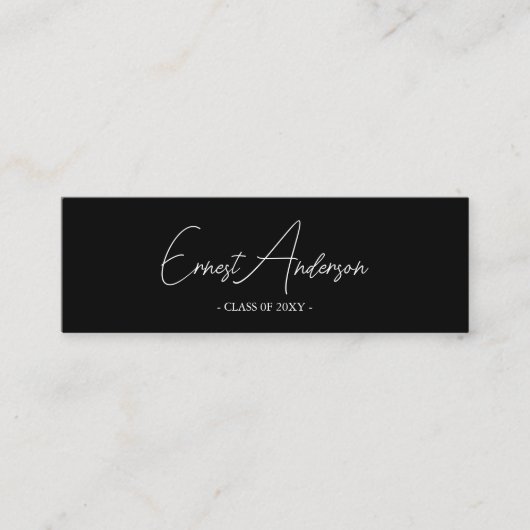 Zwart & Wit Modern Elegant Afstuderen Naam Kaart Mini Visitekaartje (Voorkant)