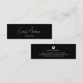 Zwart & Wit Modern Elegant Afstuderen Naam Kaart Mini Visitekaartje