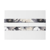 Zwart-wit Modern Elegant Bloemen Bruiloft Uitnodigingen Wikkel (Achterkant Voorbeeld)