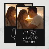 Zwart-wit Modern Elegant Fototafel Nummer Kaart (Voorkant / Achterkant)