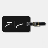 Zwart-wit modern elegant monogram bagagelabel (Voorkant horizontaal)