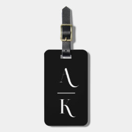 Zwart-wit modern elegant monogram bagagelabel