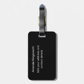 Zwart-wit modern elegant monogram bagagelabel (Achterkant verticaal)