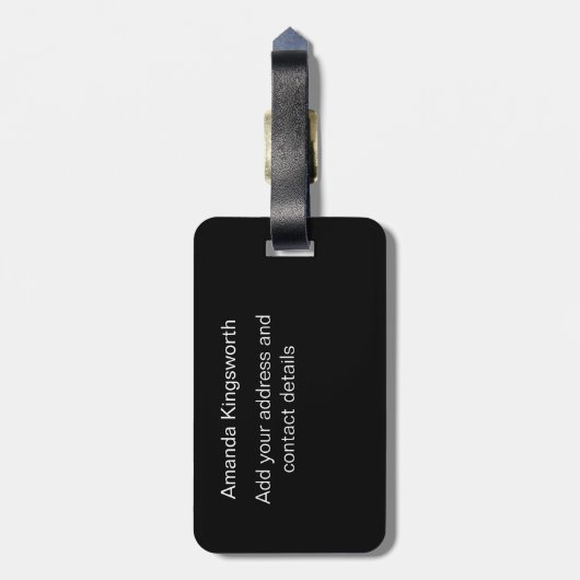 Zwart-wit modern elegant monogram bagagelabel (Achterkant verticaal)