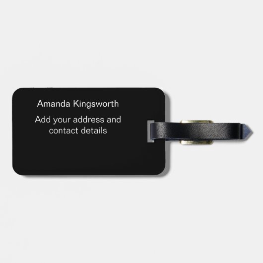 Zwart-wit modern elegant monogram bagagelabel (Achterkant horizontaal)