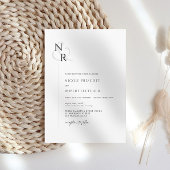 Zwart & Wit Modern Elegant Monogram Huwelijk Kaart