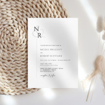 Zwart & Wit Modern Elegant Monogram Huwelijk