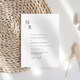 Zwart & Wit Modern Elegant Monogram Huwelijk Kaart