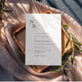 Zwart & Wit Modern Elegant Monogram Huwelijk Kaart