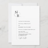 Zwart & Wit Modern Elegant Monogram Huwelijk Kaart (Voorkant)