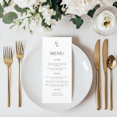 Zwart & Wit Modern Elegant Monogram Huwelijk Menu
