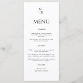 Zwart & Wit Modern Elegant Monogram Huwelijk Menu (Voorkant)