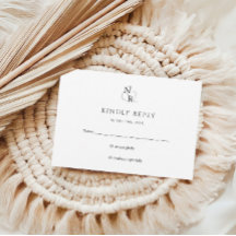 Zwart & Wit Modern Elegant Monogram Huwelijk