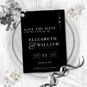 Zwart-wit Modern Elegant Monogram Huwelijk Save The Date