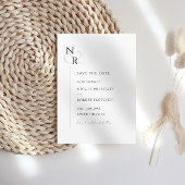 Zwart & Wit Modern Elegant Monogram Huwelijk Save The Date