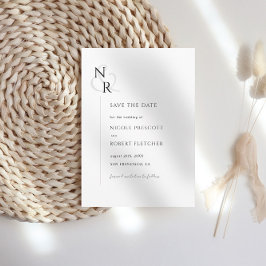 Zwart & Wit Modern Elegant Monogram Huwelijk Save The Date