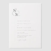 Zwart & Wit Modern Elegant Monogram Huwelijk Vellum Uitnodigingen (Voorkant)