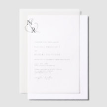 Zwart & Wit Modern Elegant Monogram Huwelijk