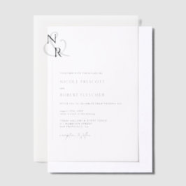 Zwart & Wit Modern Elegant Monogram Huwelijk Vellum Uitnodigingen