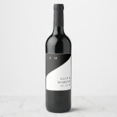 Zwart-wit Modern Elegant Monogram Huwelijk Wijn Etiket (Voorkant)